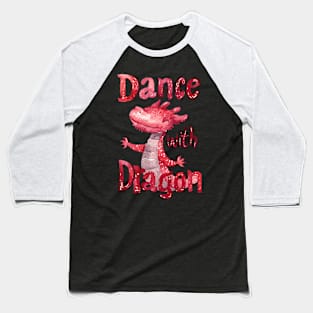 Chinese New Year Dance with Dragon: Pink Watercolor Cute Cartoon Baseball T-Shirt